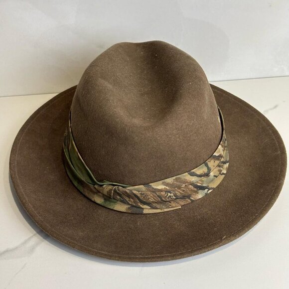 Fedora Men Wool Vintage Banded Sports Field Hat Brown Size 6x24 - Picture 2 of 5